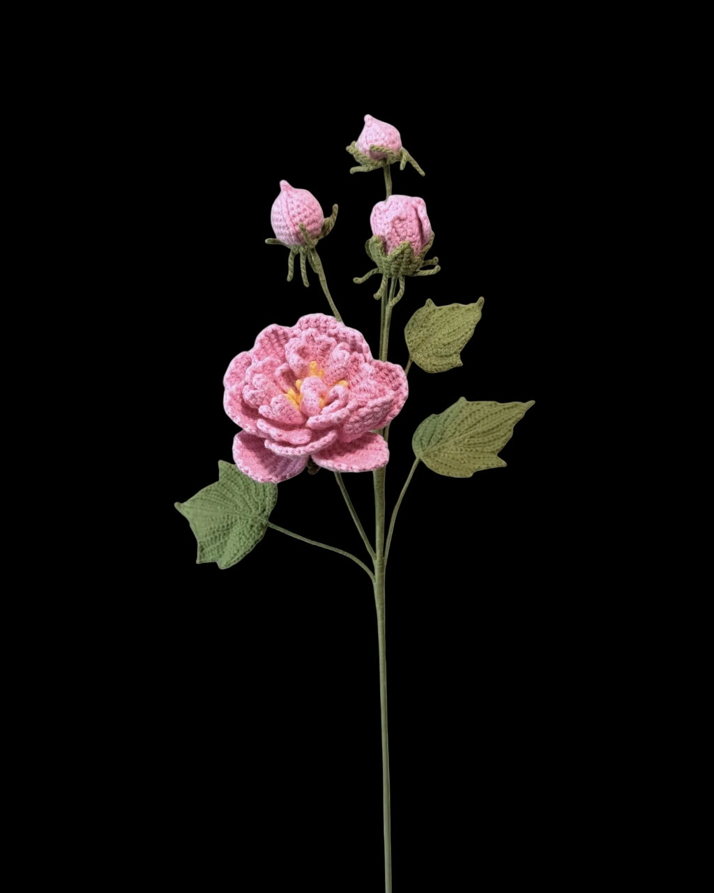 Untitled Flowers — Hibiskus, rosa, handgehäkelt, freigestellt