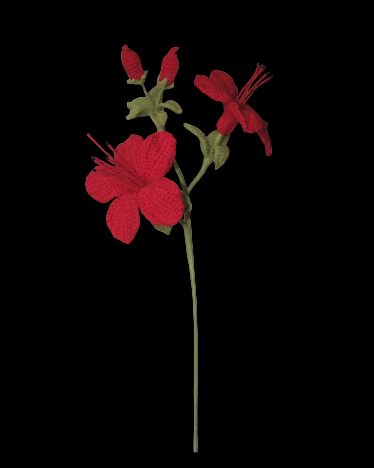 Untitled Flowers — Azalee, rot, handgehäkelt, freigestellt
