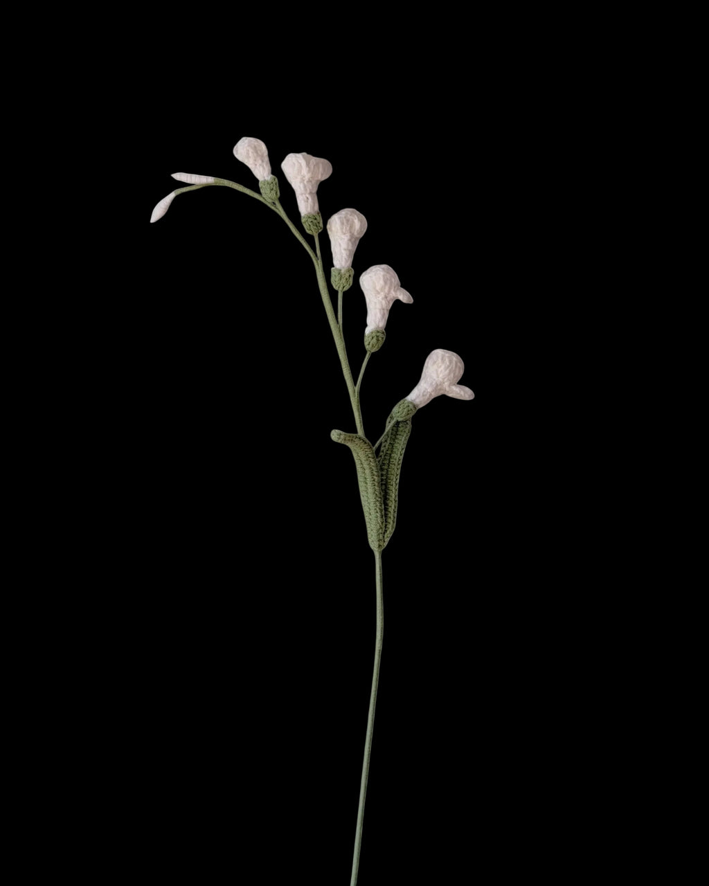 Untitled Flowers — Freesie, weiss, handgehäkelt, freigestellt
