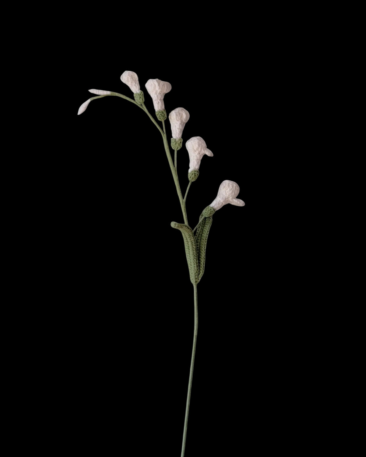 Untitled Flowers — Freesie, weiss, handgehäkelt, freigestellt