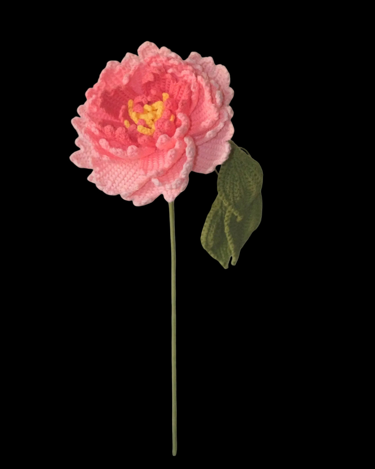 Untitled Flowers — Grosse Pfingstrose, rosa, handgehäkelt, freigestellt
